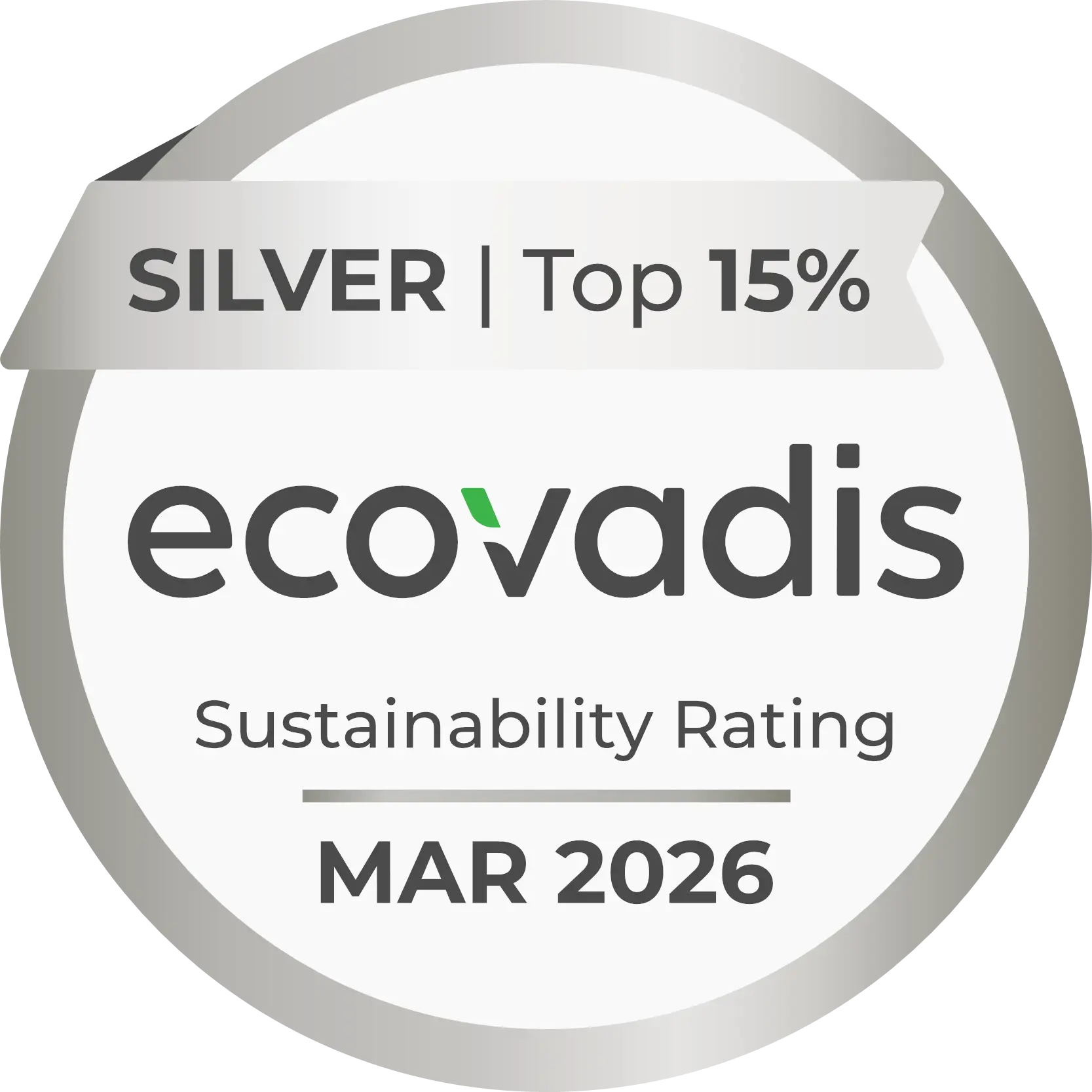 FICOM_SAS_EV_Recognition Silver Top 25% - Ecovadis Sustainability Rating - MAR 2026